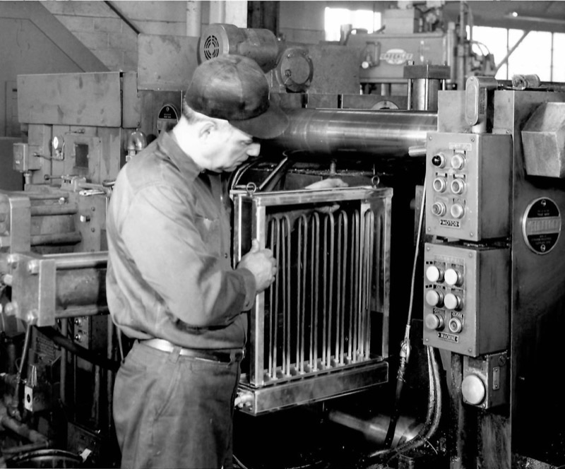Industrial die heater being installed on a die casting machine